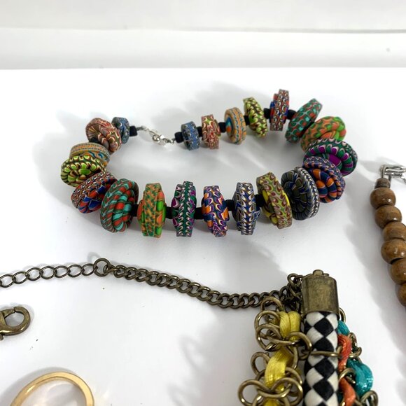 Multicolor Tribal Boho Jewelry Lot 15 Mixed Necklaces Earrings Bracelets Rings - Picture 4 of 10